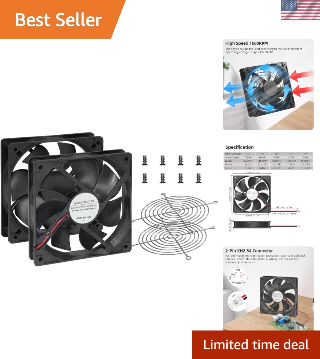 Versatile 24V Cooling Fan Set - Perfect for Electronics, DIY, & RV Refrigerators