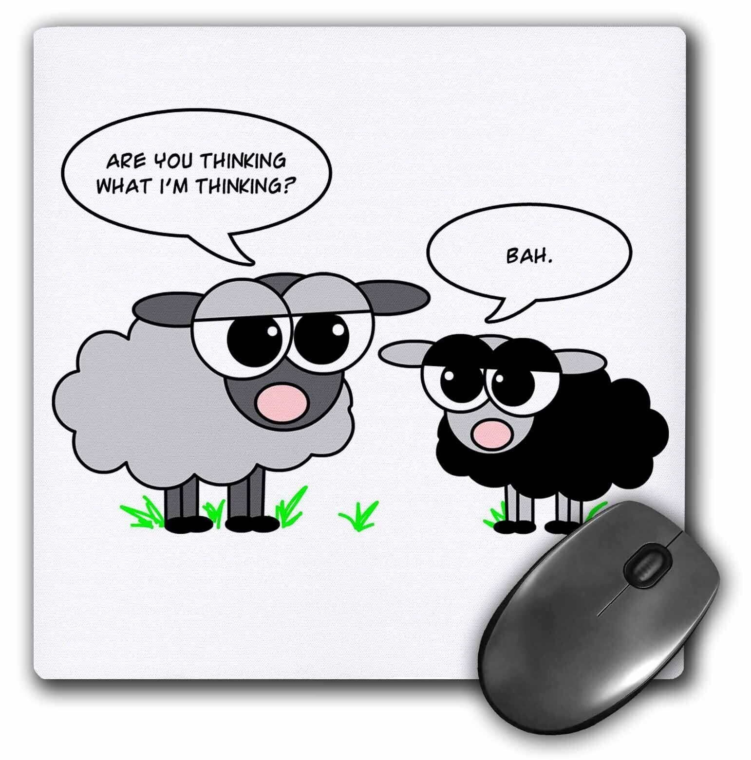 3dRose Cute Black and Grey Sheep – Funny Design MousePad