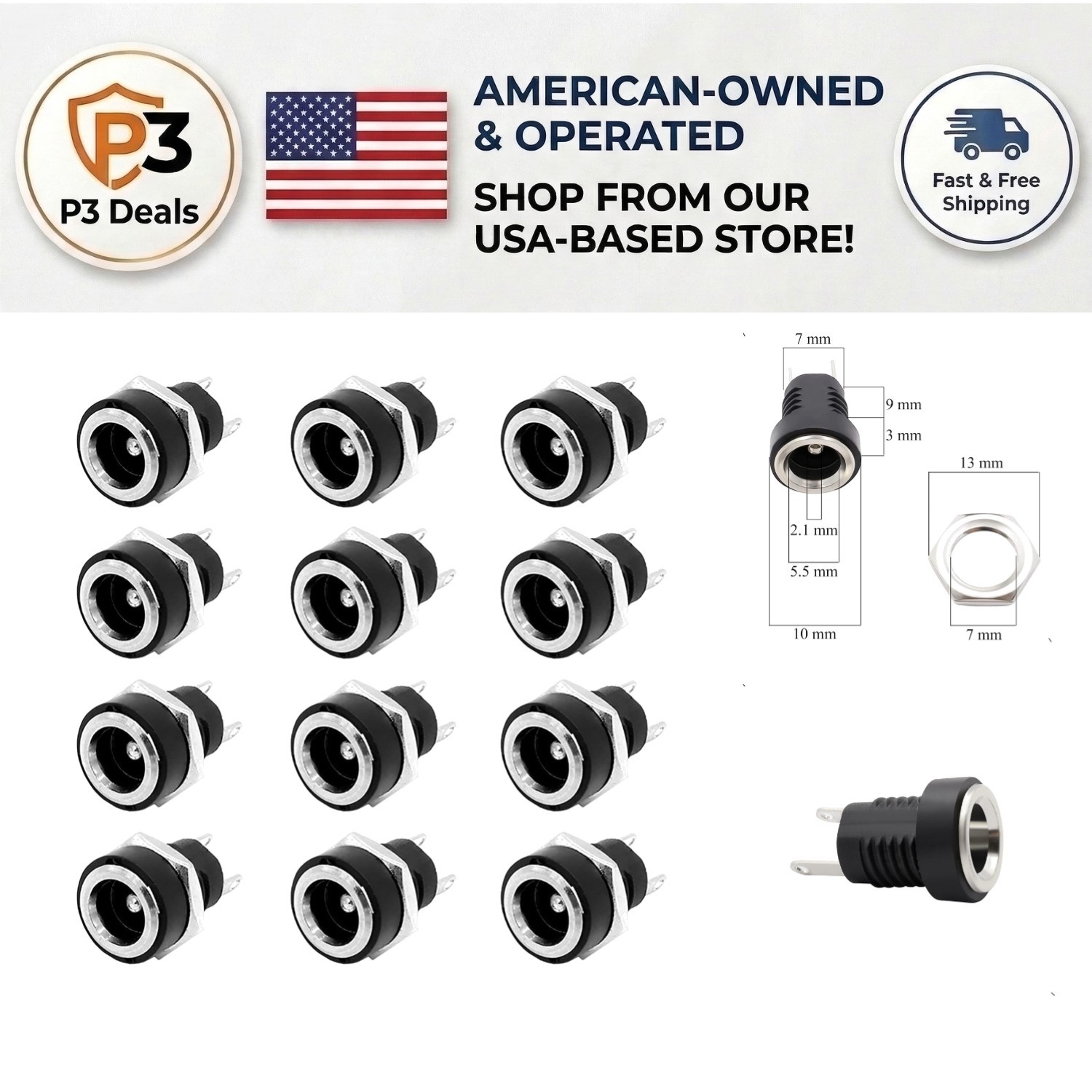 Professional 12pcs 5.5mm x 2.1mm DC Power Jack Sockets - Reliable Performance