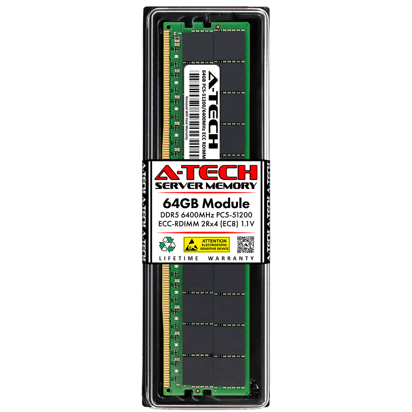 A-Tech 64GB 2Rx4 PC5-51200R DDR5 6400 MHz ECC REG EC8 RDIMM Server Memory RAM x1
