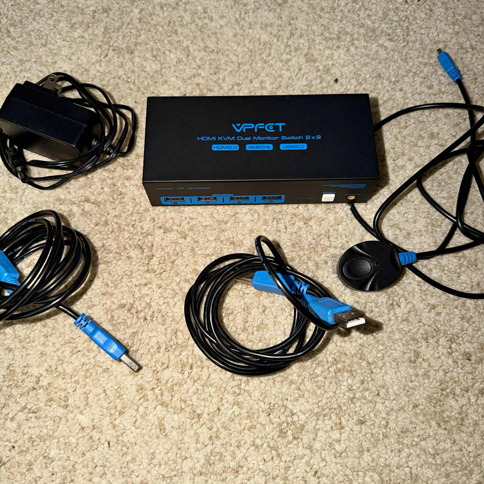 VPFET VP-SW220 2x2 Dual Monitor HDMI 2.0 KVM Switch 4K@60 USB 3.0 *UNTESTED*