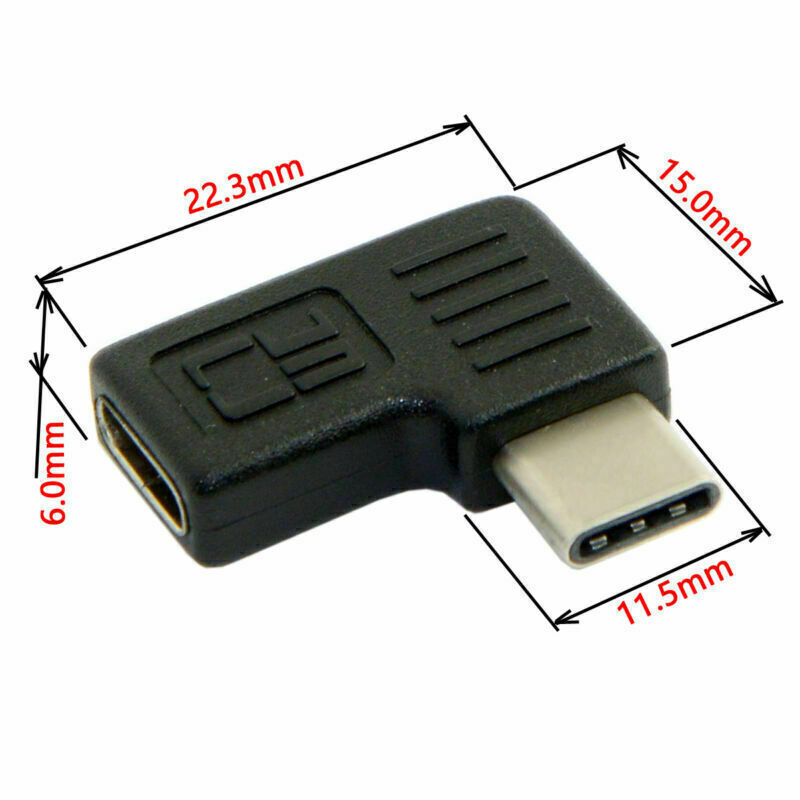 CY  90 Degree Angled USB 3.1 Type-C Male to Female Extension Adapter for Laptop