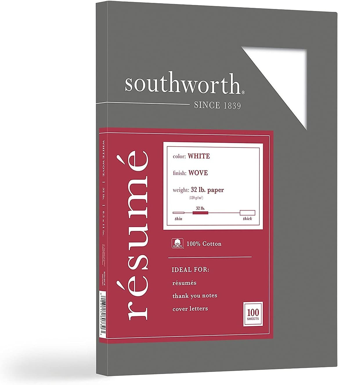 ® 100% Cotton Résumé Paper, 8 1/2" x 11", 32 Lb, 100% Recycled, White, Pack Of 1