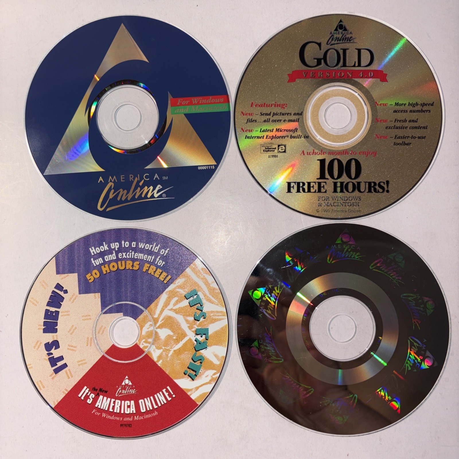 Vintage America Online CD Lot (4) Early PC Software Internet