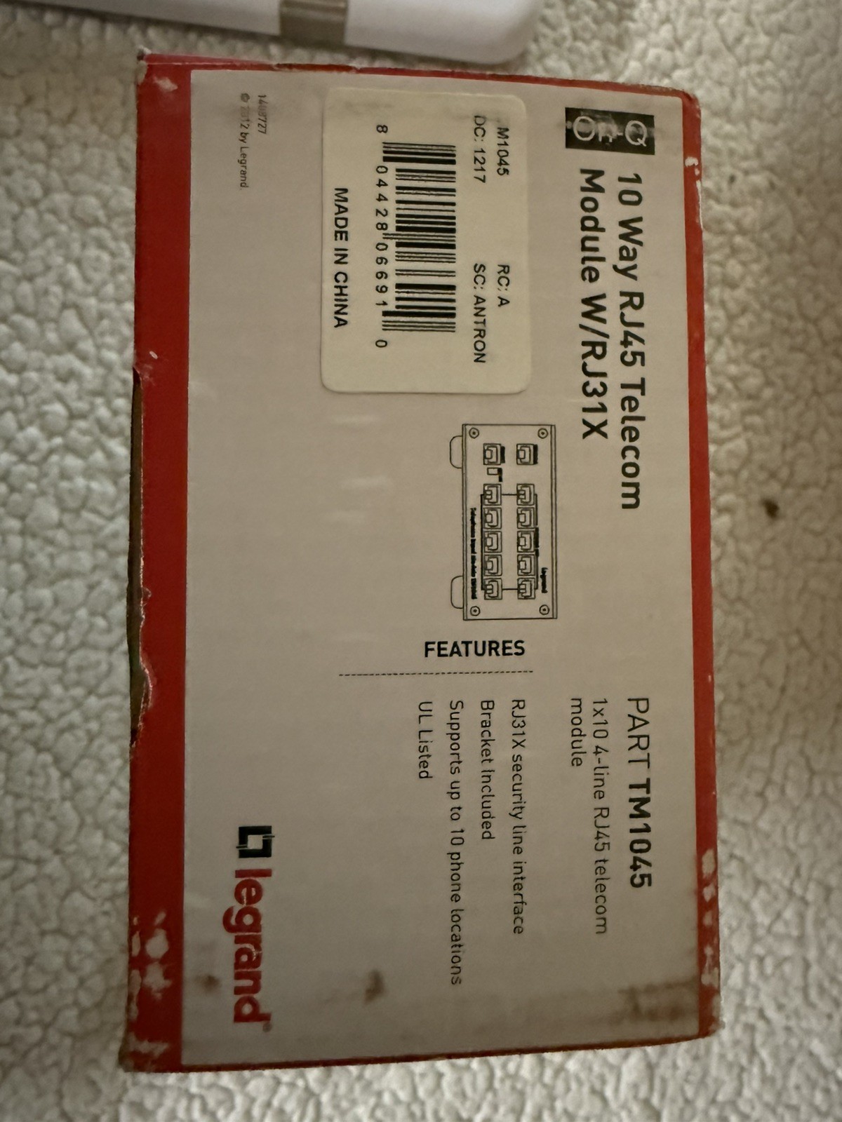 On-Q TM1045 10-way RJ45 Telecom Module W/RJ31X