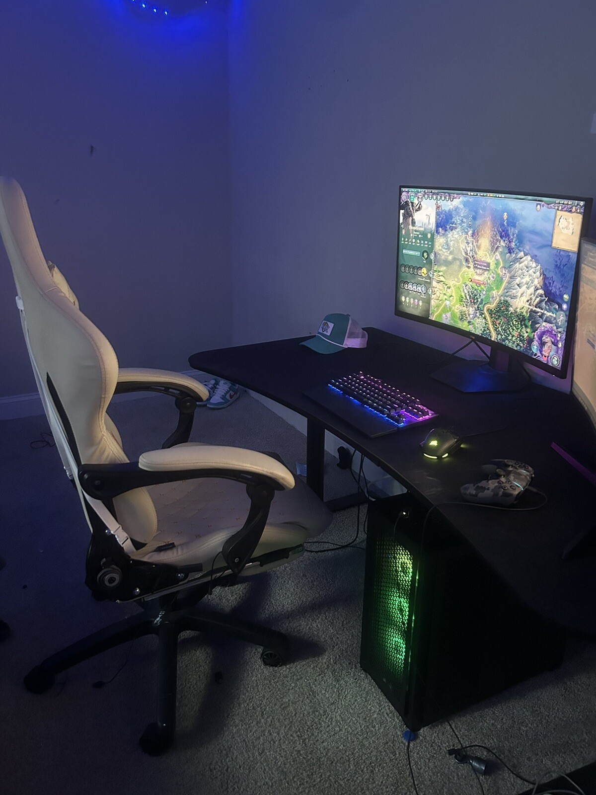 Custom Gaming PC, Including 2 Monitors, Mouse, Keyboard, Desk, and Gaming Chair.