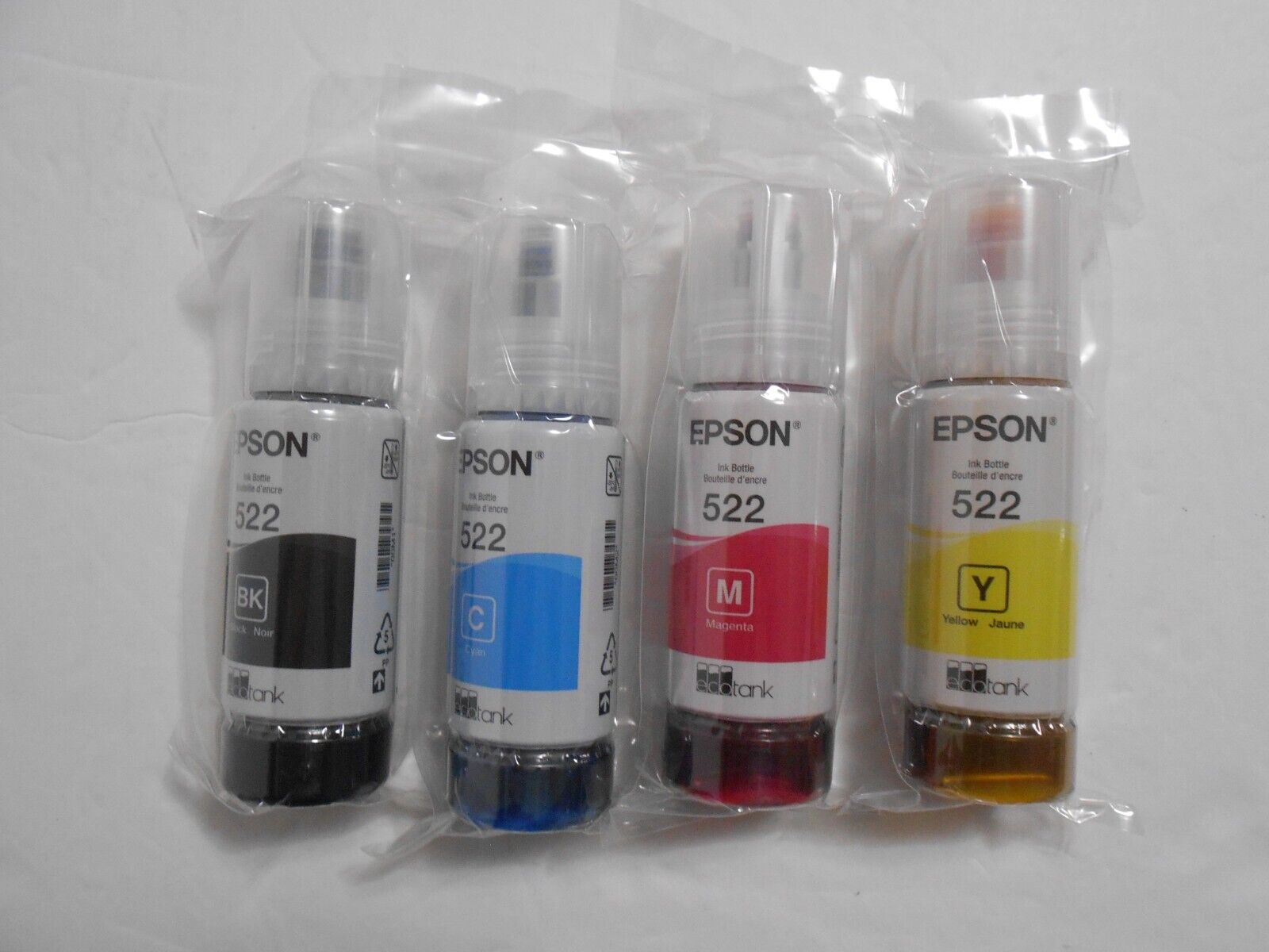 Genuine OEM Epson 522 4-Pack Ink Combo Black Cyan Yellow Magenta - Exp. 05/2027
