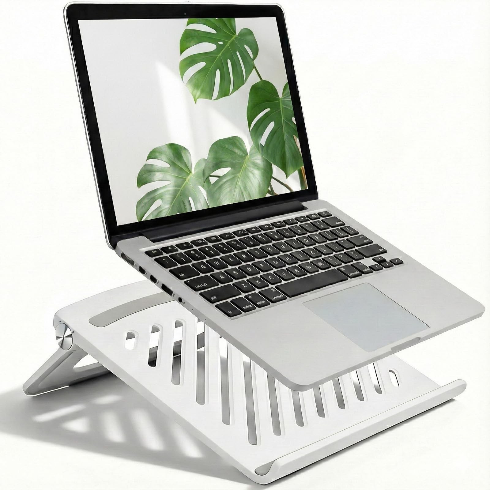 White Laptop Stand for Desk, Adjustable Foldable Laptop Riser