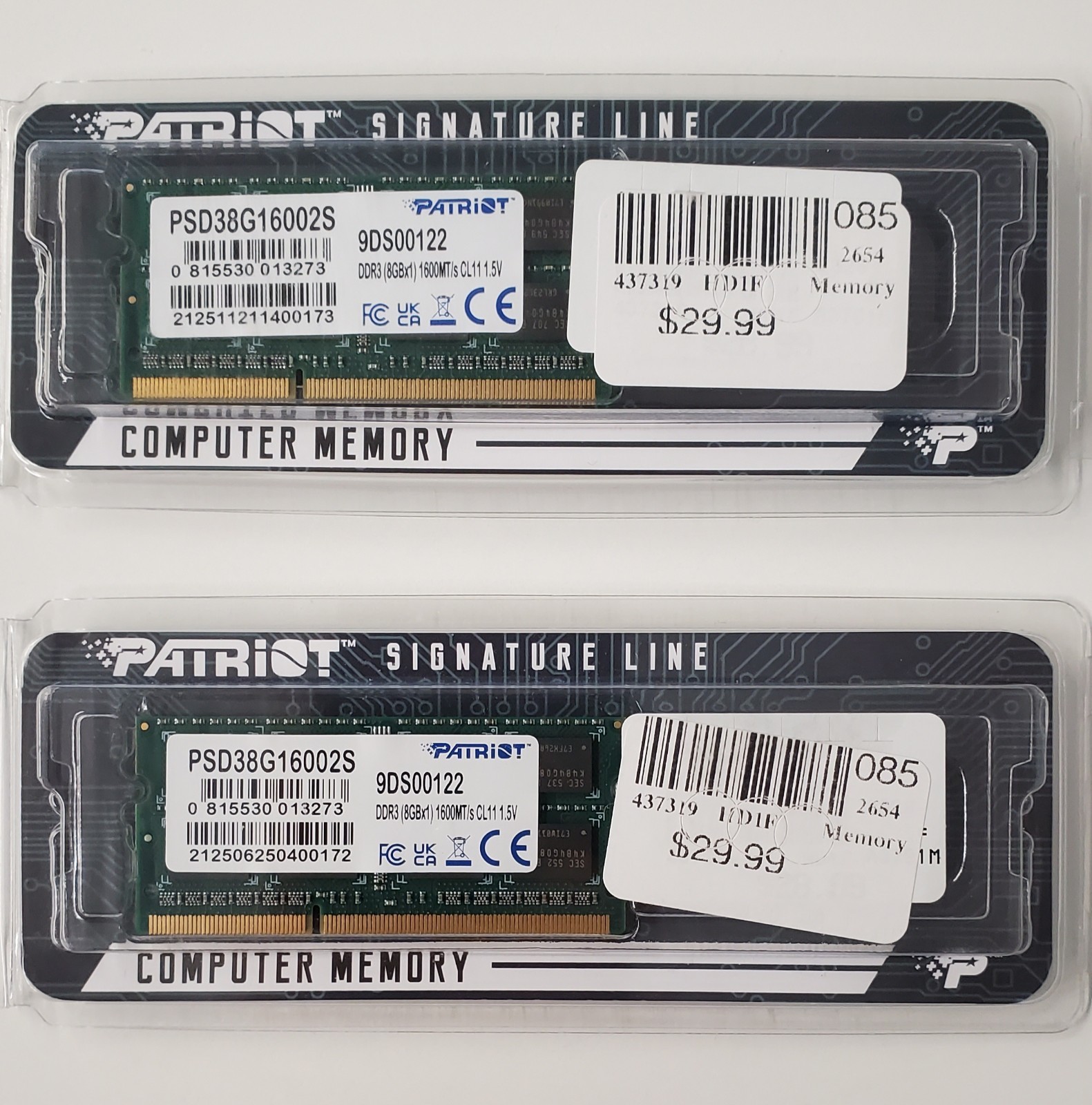 Patriot Signature Series8GB DDR3-1600 PC3-12800 CL-11 SO-DIMM MemoryPSD38G16002S