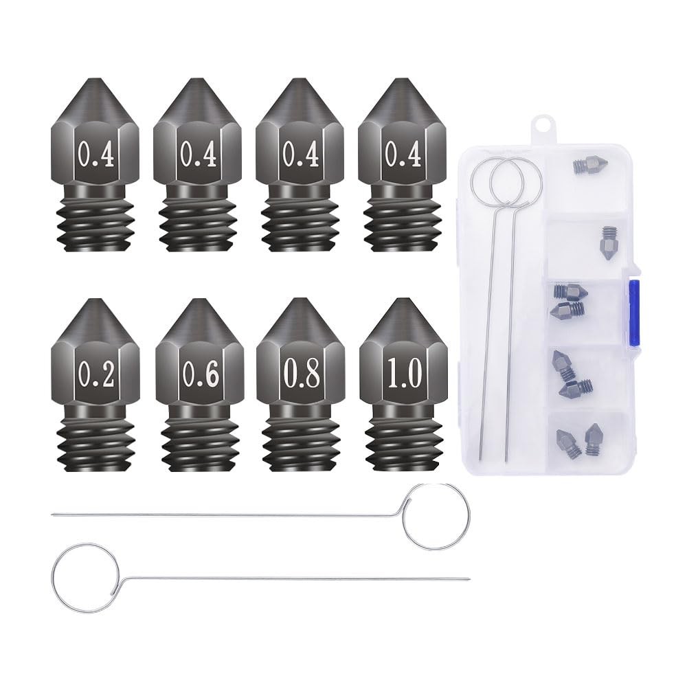 8Pcs 3D Printer Upgraded 0.2/0.4/0.6/0.8/1.0mm(Ender-3 series), Black