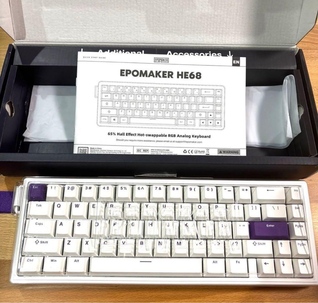 Epomaker HE68 Wired Magnetic Gaming Keyboard Rgb Backlight Gasket Mount White