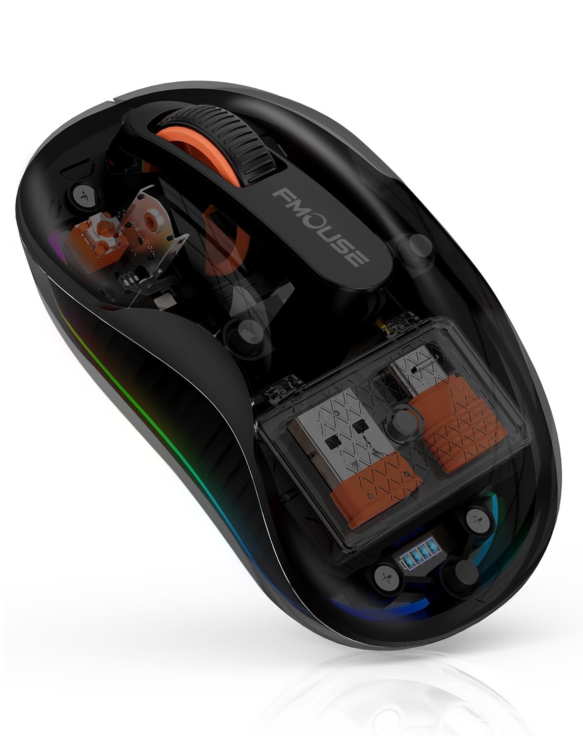 FMOUSE Novel Transparent Wireless Mouse, Tri-Mode (Dual Bluetooth+2.4GHz), US