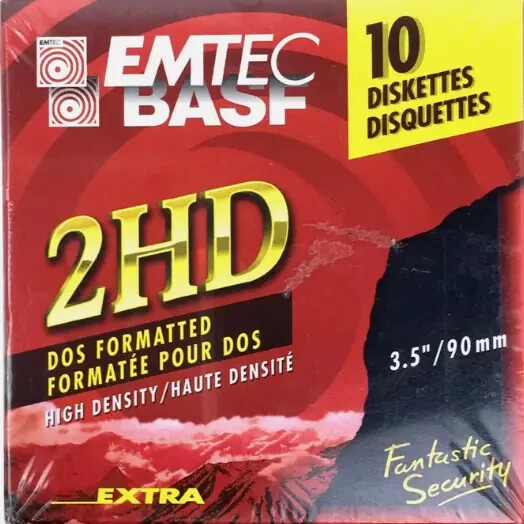 10 x 3.5" Floppy Disks 1.44MB FDD IBM DOS Formatted NEW BASF EMTEC Verbatim Pack