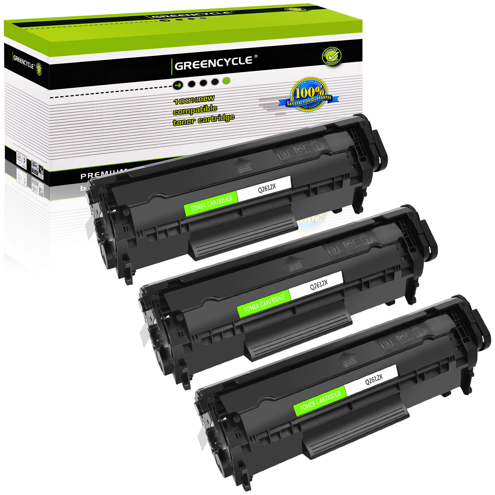 3PK Q2612X 12X Toner Cartridge Compatible For HP LaserJet 1022nw 3055 M1319f