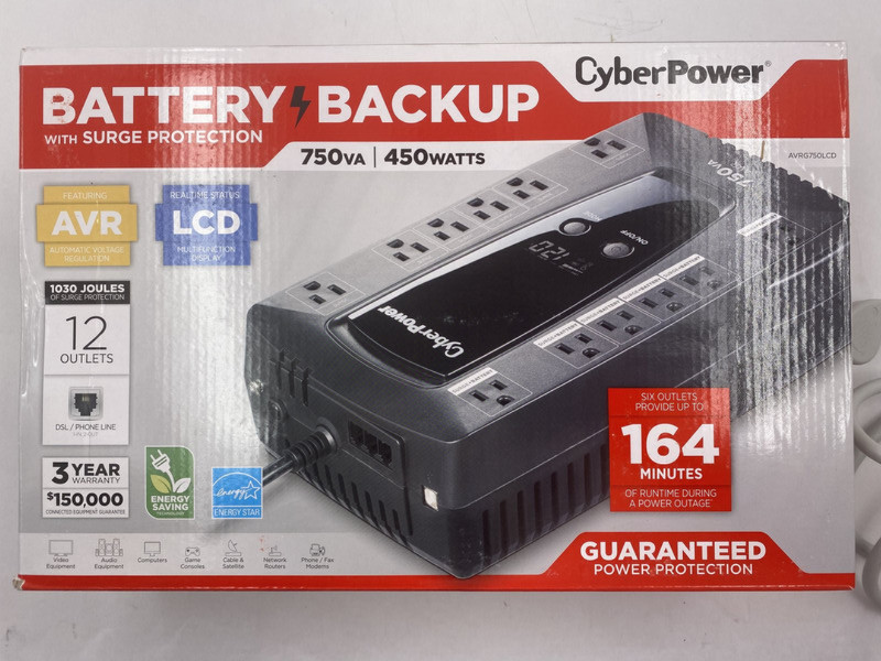 CYBERPOWER AVRG750LCD AVR 750VA 450W 12 OUTLETS INTELLIGENT LCD UPS SYSTEM