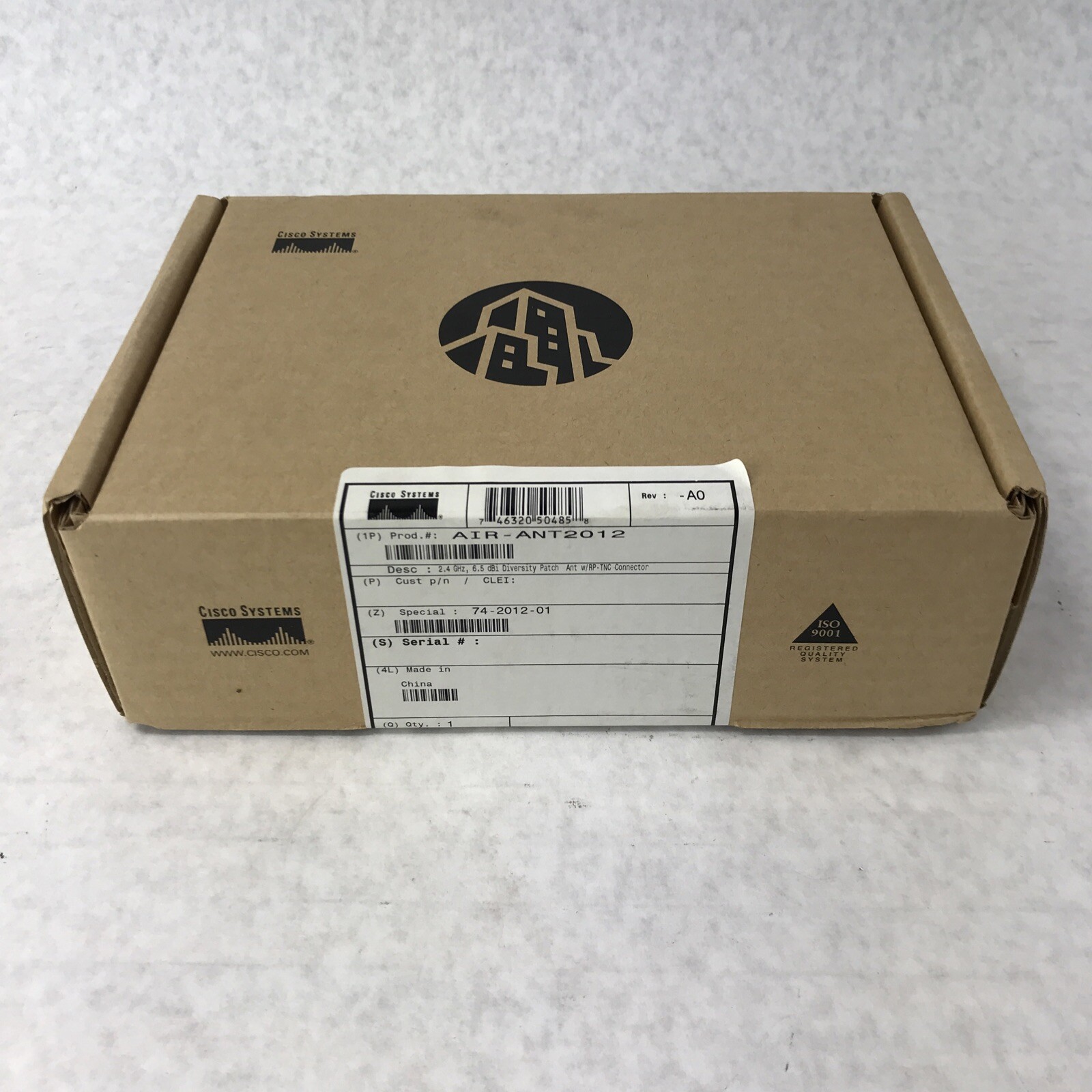 Cisco Systems AIR-ANT2012 2.4GHz 6.5dBi Diversity Patch Ant w/ RP-TNC Connector