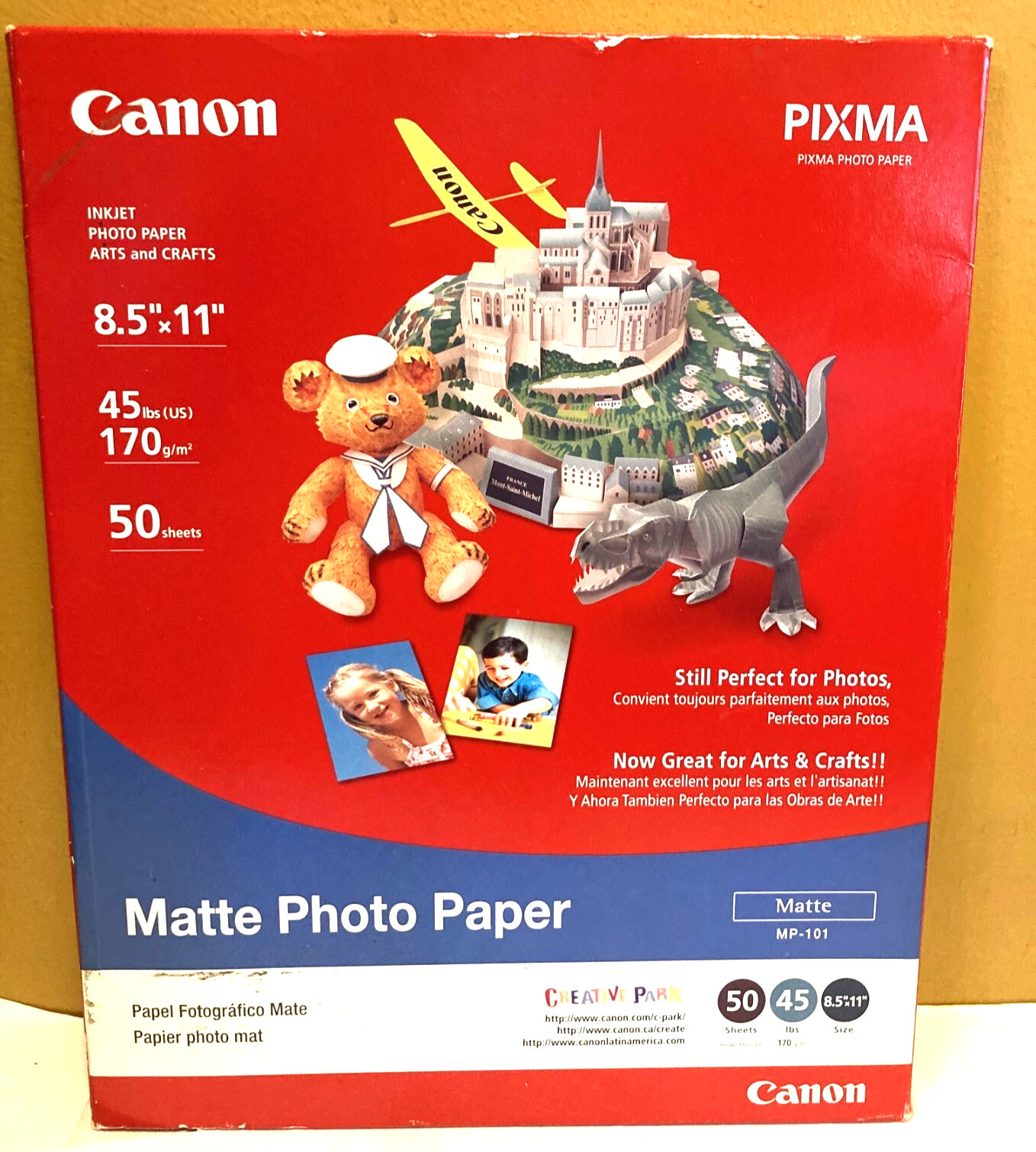 Canon Pixma Matte Photo Arts & Craft Paper inkjet White MP101 50 Sheets 8.5"x11"