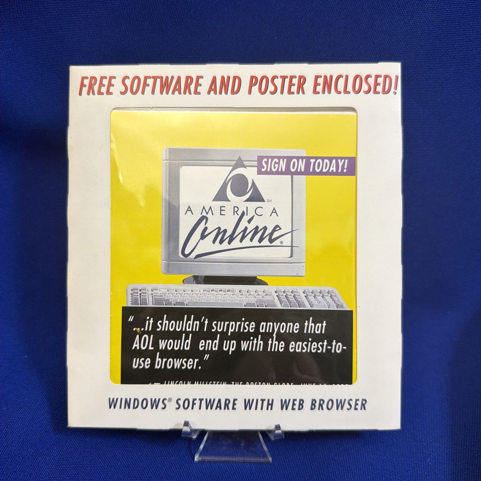 Vintage AOL 1995 America Online Windows Software w/ Poster Internet History
