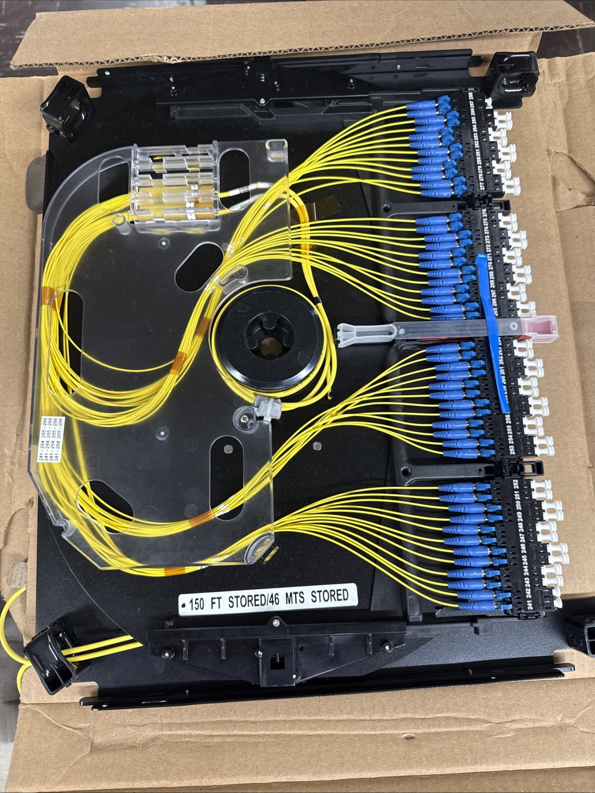 COMMSCOPE LOADED FIBER CABLE OPTIC SHELF WITH 150ft  46 MTS STORED
