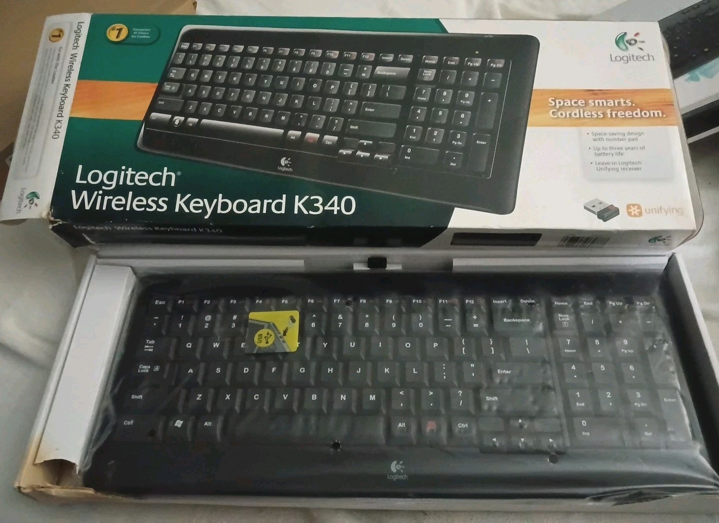 Logitech K340 Wireless Keyboard – Compact Space-Saving Design – RF Receiver