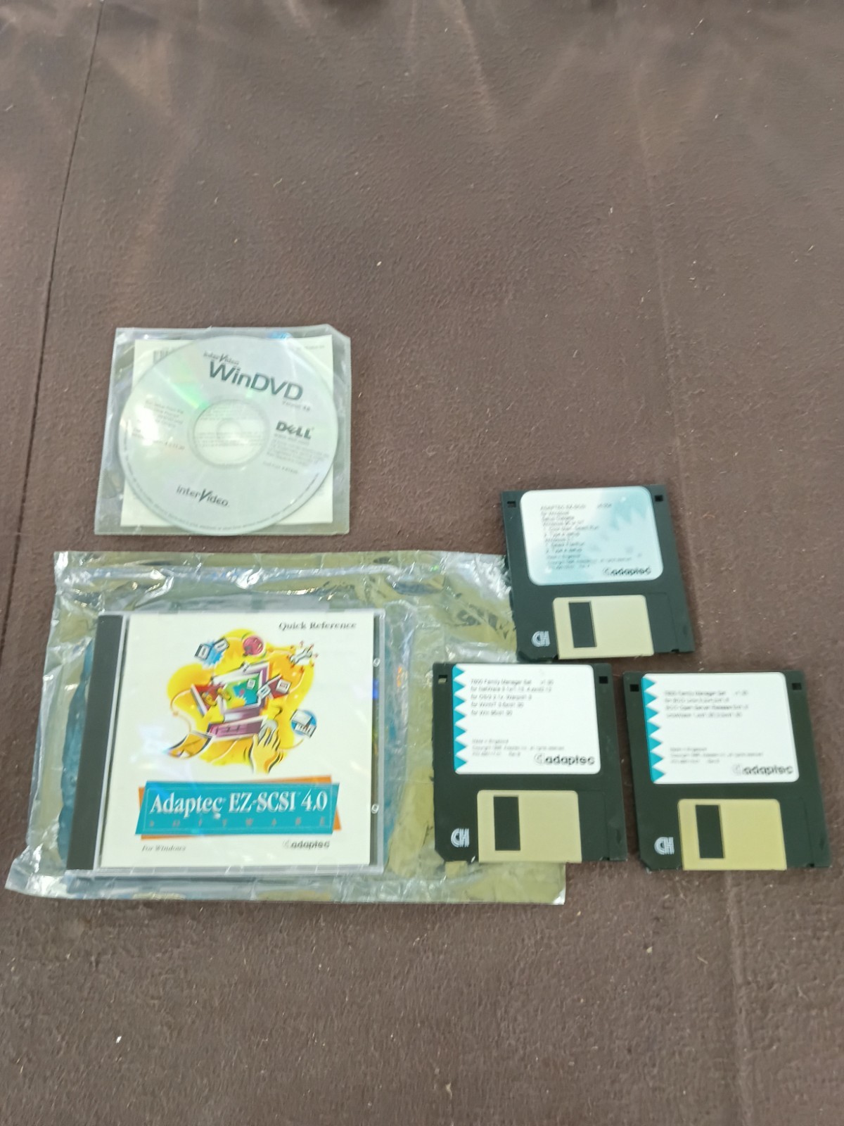 Adaptec EZ-SCSI 4.0 Floppy Set + WinDVD Dell CD Vintage Software Untested LOT