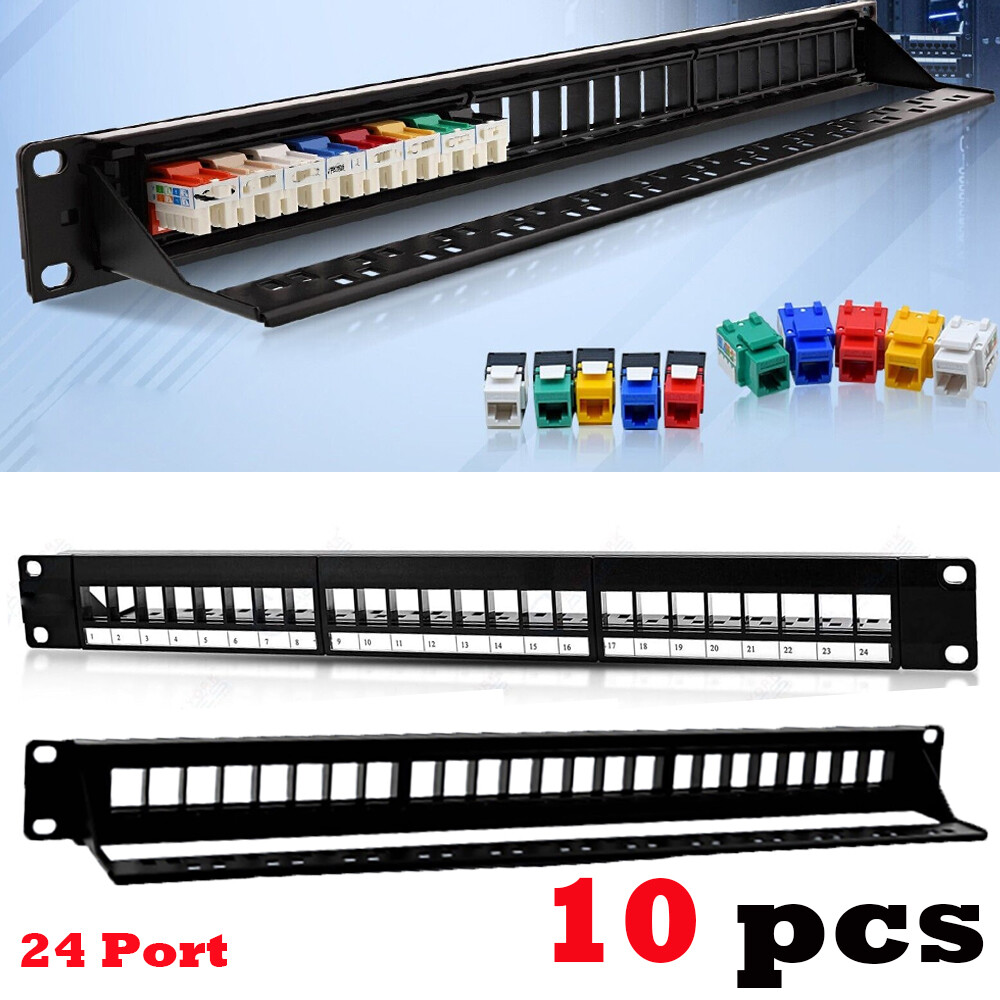 10X 24Port Patch Panel CAT6/Cat5 RJ45 110 Network Surface Wall Mount Bracket
