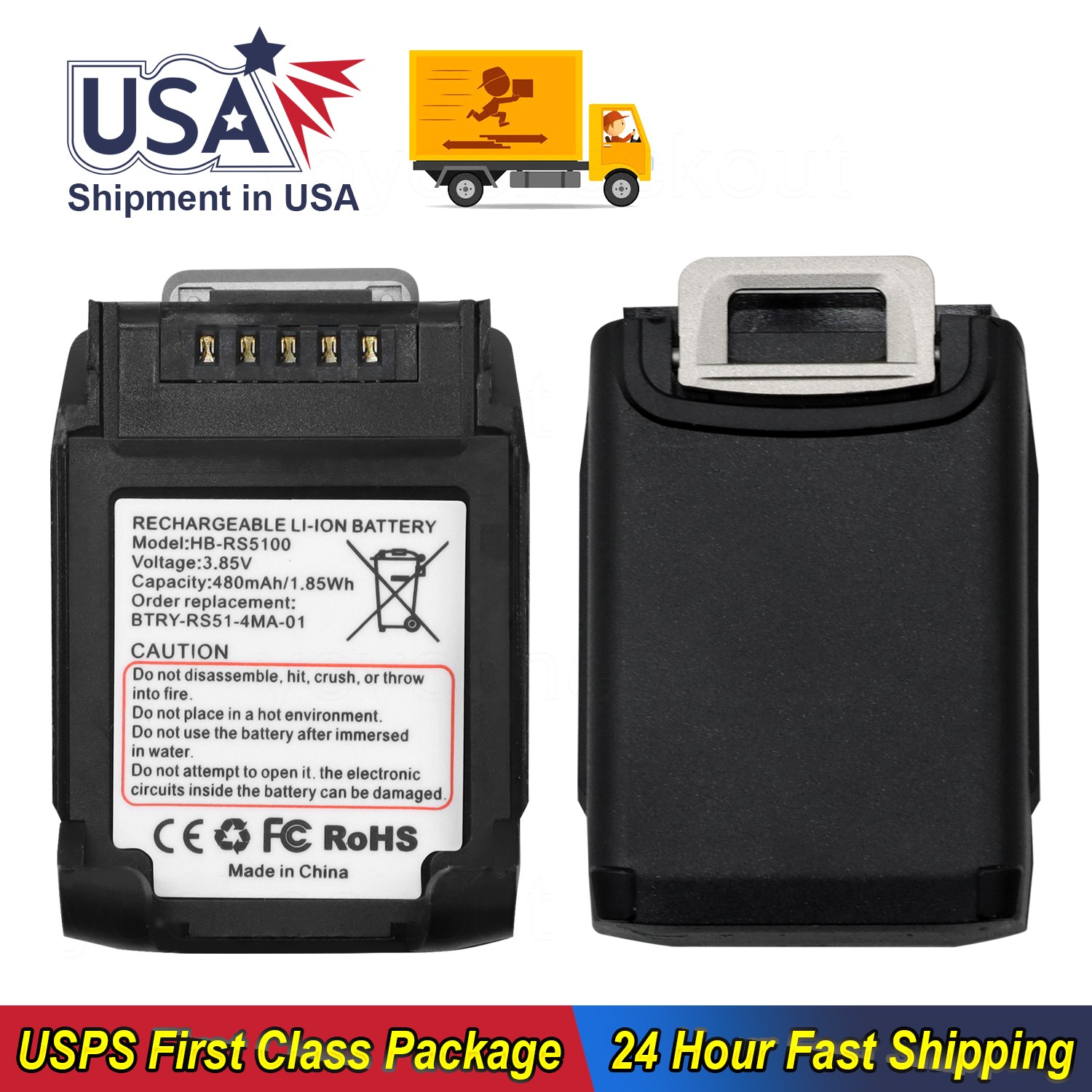 For Zebra RS5100 BTRY-RS51-4MA01 BTRY-RS51-7MA01 Battery BT-000397 BT-000398 