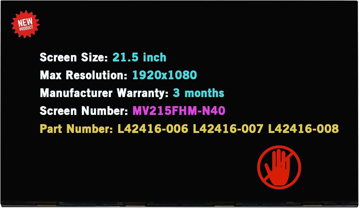 21.5" LCD Screen for HP L91003-002 FHD 30pin Non-Touch Display