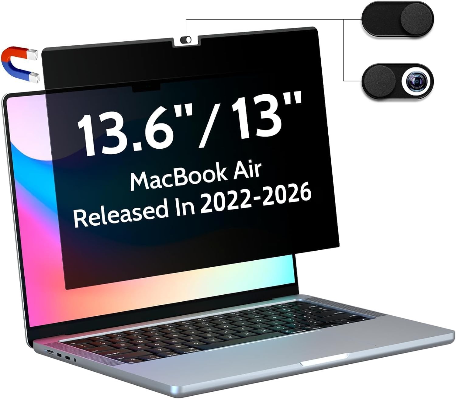 Removable Matte Privacy Screen Protector for 13.6 Inch MacBook Air - Anti Glare