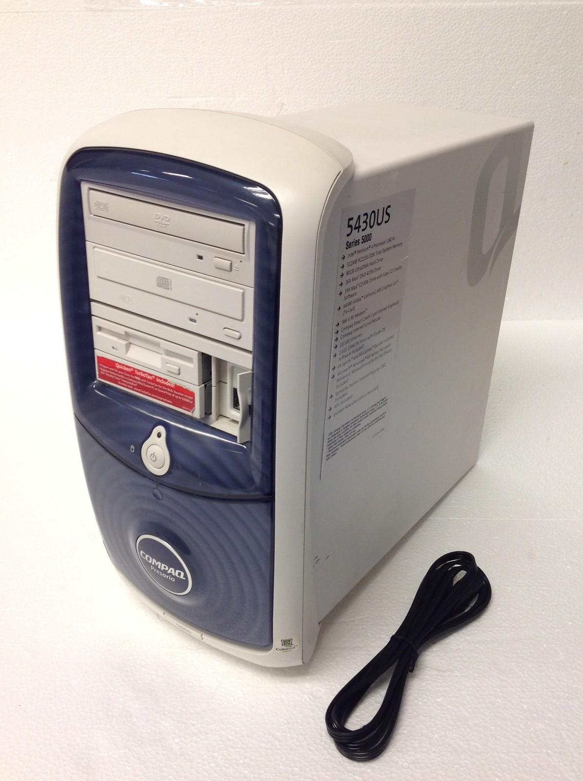 Compaq Presario 5000 Pentium 4 1.80GHz Retro Computer w/ 80GB HD, DVDROM,1GB RAM