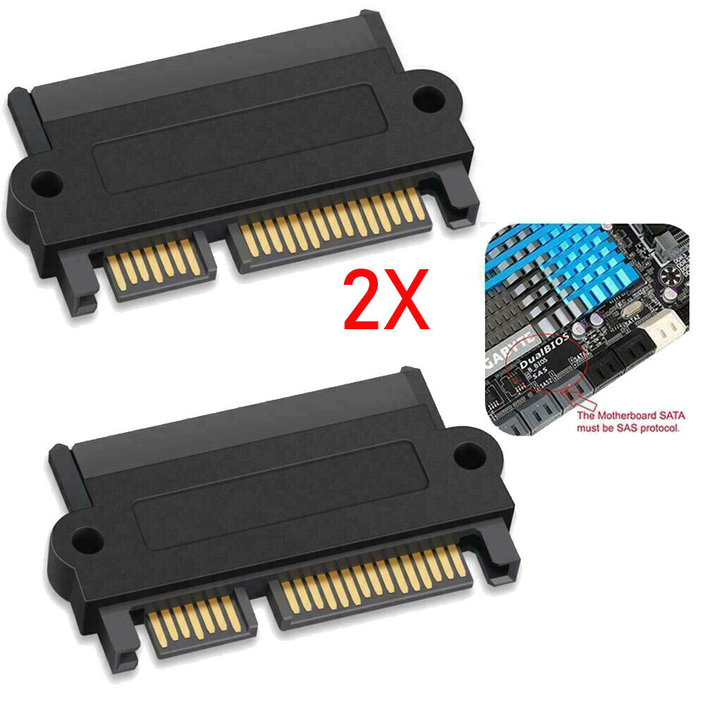 2PCS SFF-8482 Computer Cable Connectors SAS to SATA 22 pin HDD Raid Adapter
