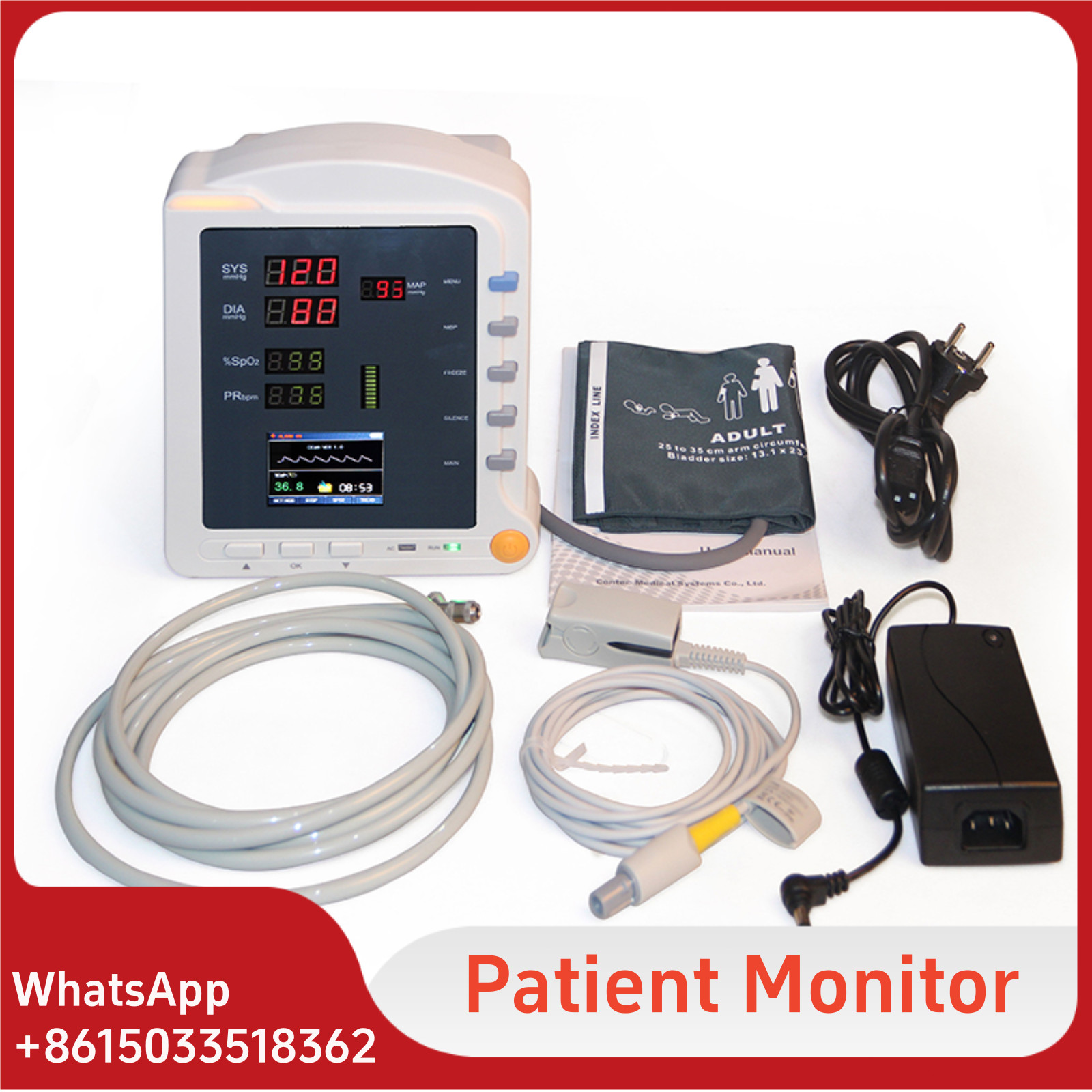 Vital Signs Monitor Patient Monitor   ECG NIBP SPO2 Pulse Rate TEMP NEW