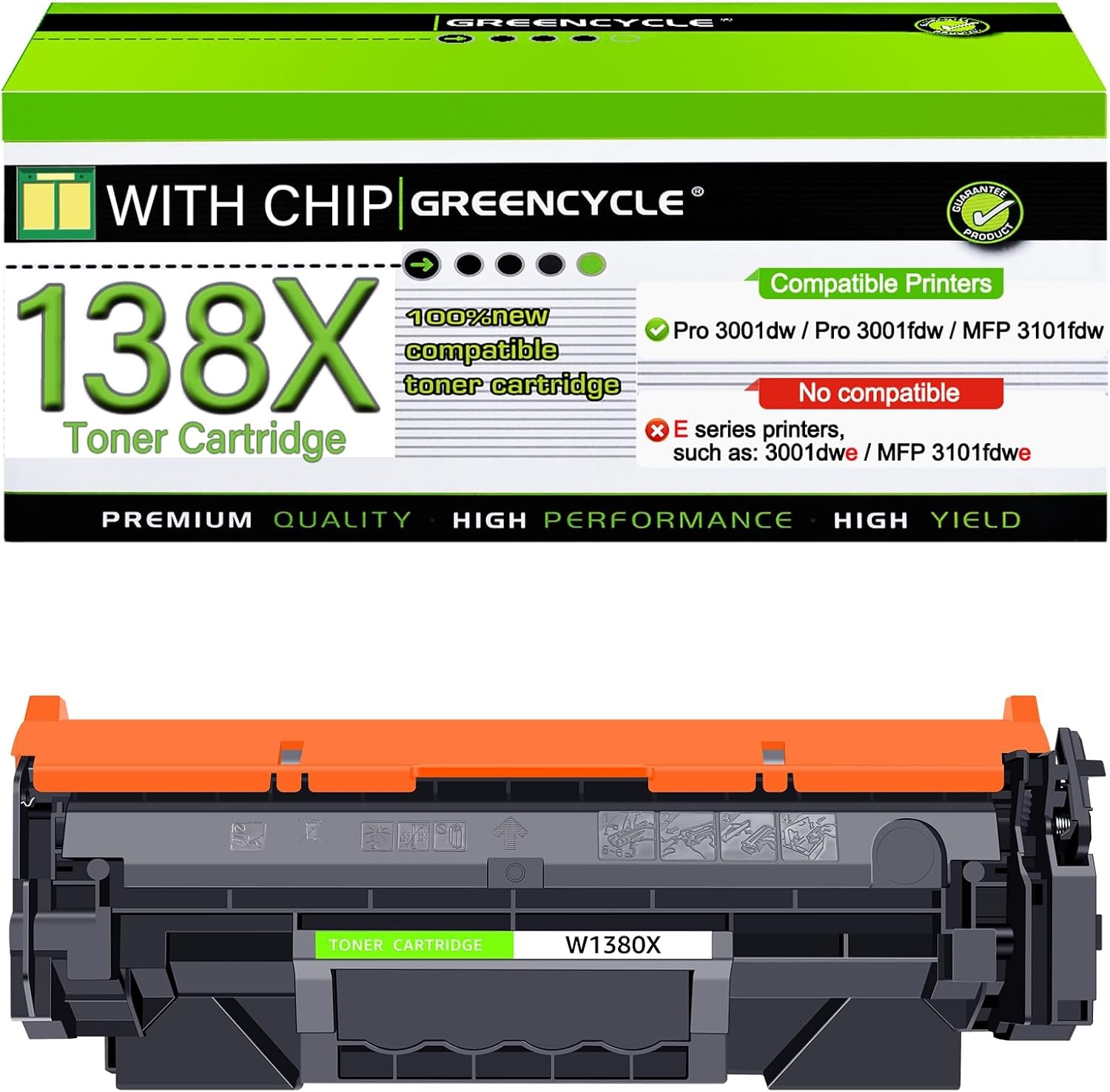 138X W1380X Black Toner Works With HP LaserJet Pro 3001dw 3001fdw MFP 3101fdw