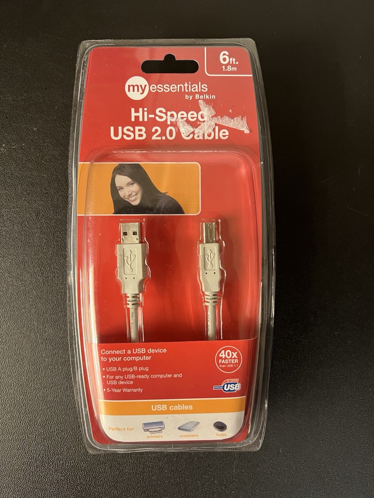 Belkin My Essentials Hi Speed USB 2.0 Printer Cable 6 Foot New