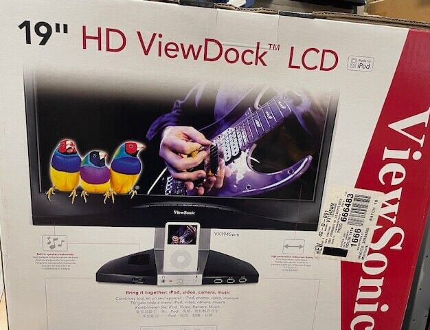 ViewSonic ViewDock VX1945wm 19" HD Widescreen LCD Monitor iPod dock Rare New
