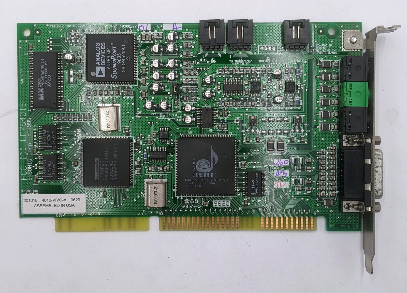 Ensoniq 4016-VIVO-A ISA Sound Card- 4001032201
