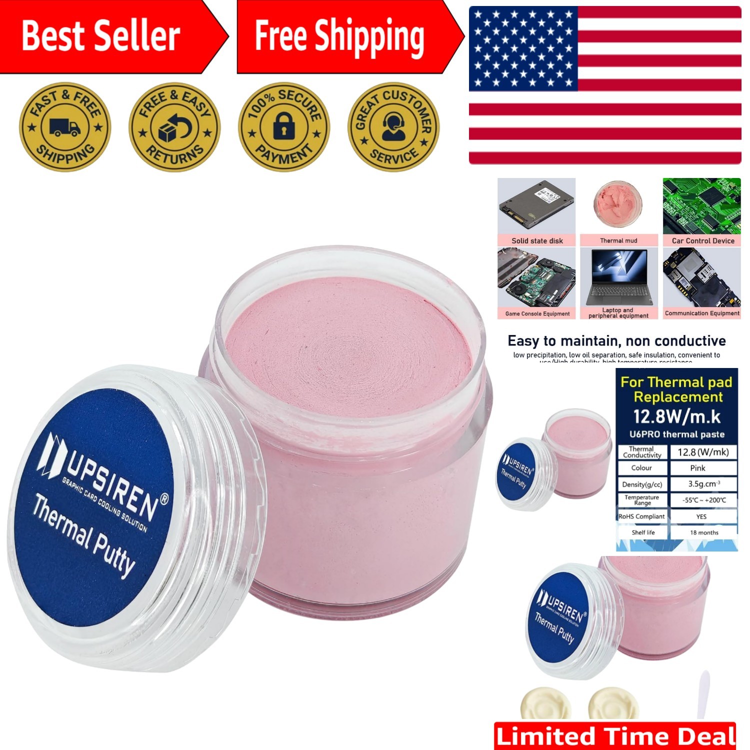UTP-6 Thermal Putty, Cooling Pad for GPU VGA IC Processor 100g