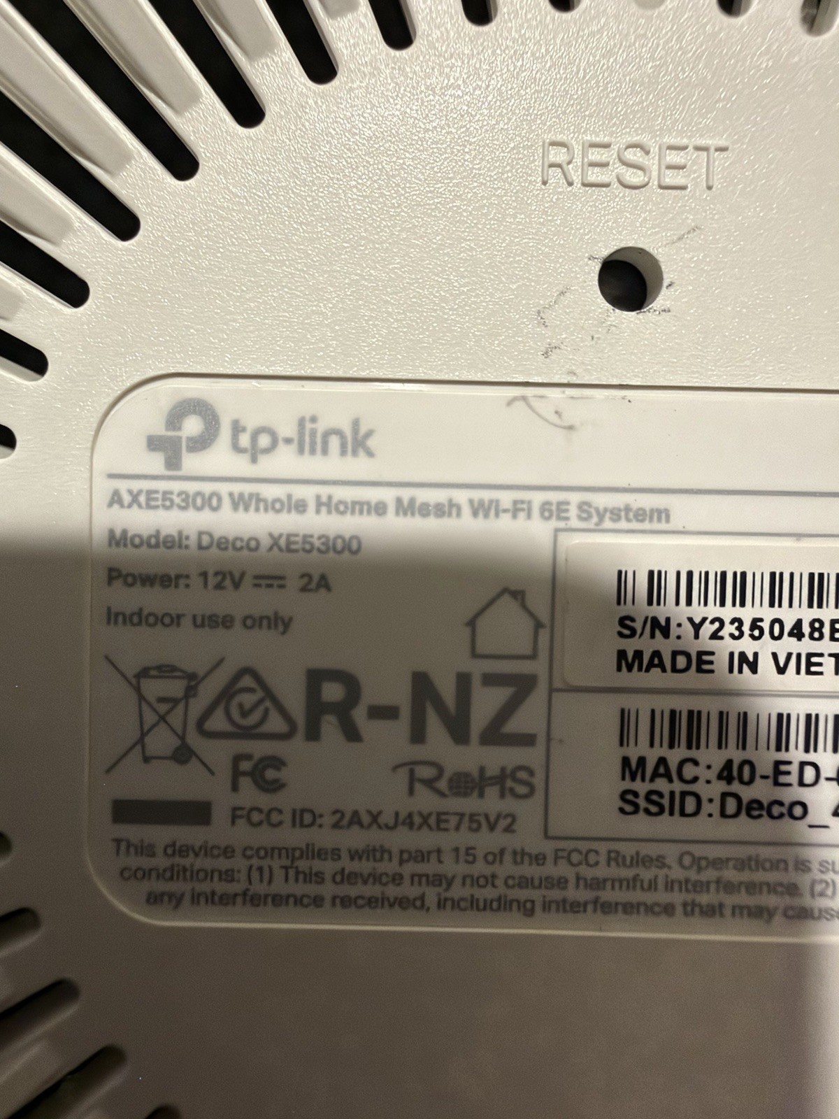TP-LINK Deco XE75 AXE5400 Wi-Fi 6E Router Mesh System - White (2-Pack)