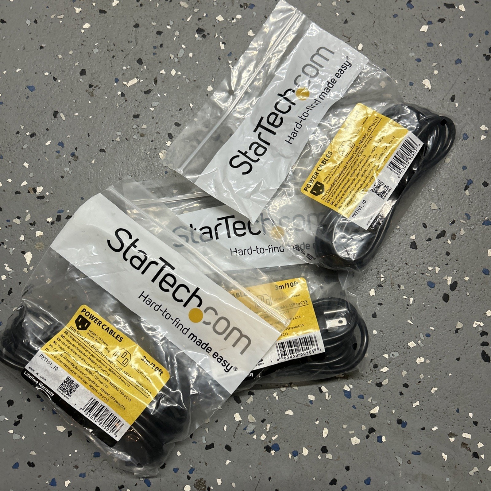 (Lot of 3) StarTech.com 10 ft Standard Computer Power Cord NEMA 5-15P to C13