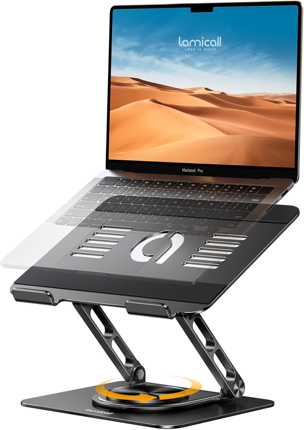 Lamicall Adjustable Laptop Stand for Desk 360° Rotating Base for 10-17.3'' | Alu