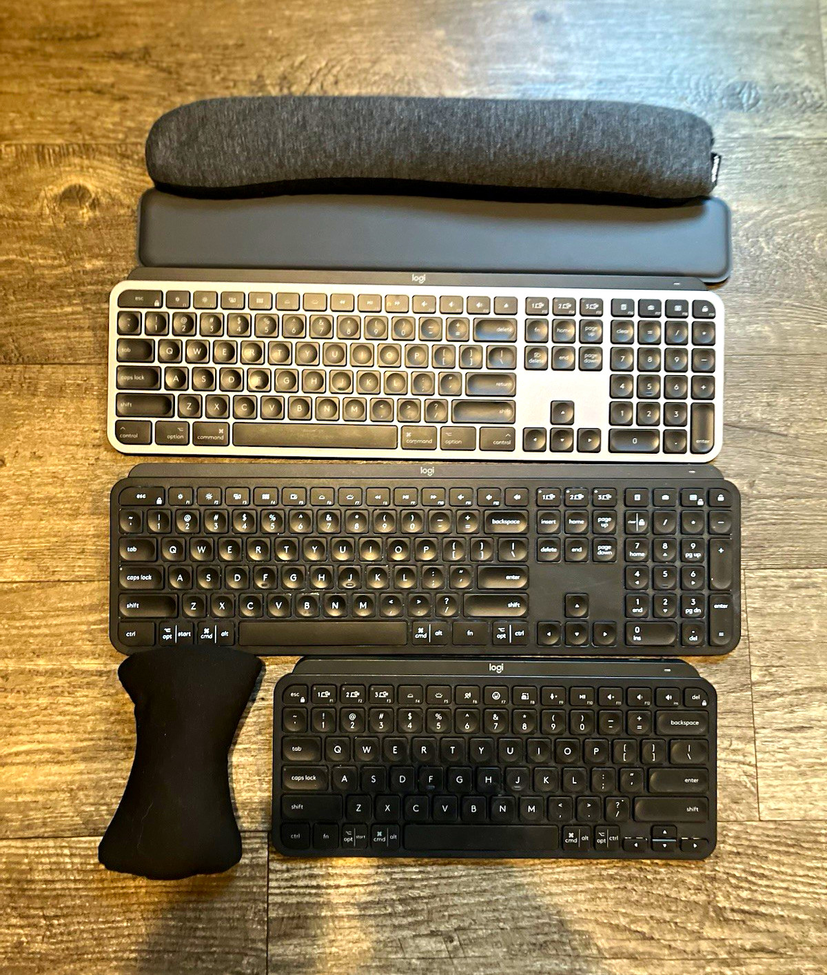 (x3) Logitech Wireless Standard Keyboard w/ Detachable Wrist Rest, Black/Gray