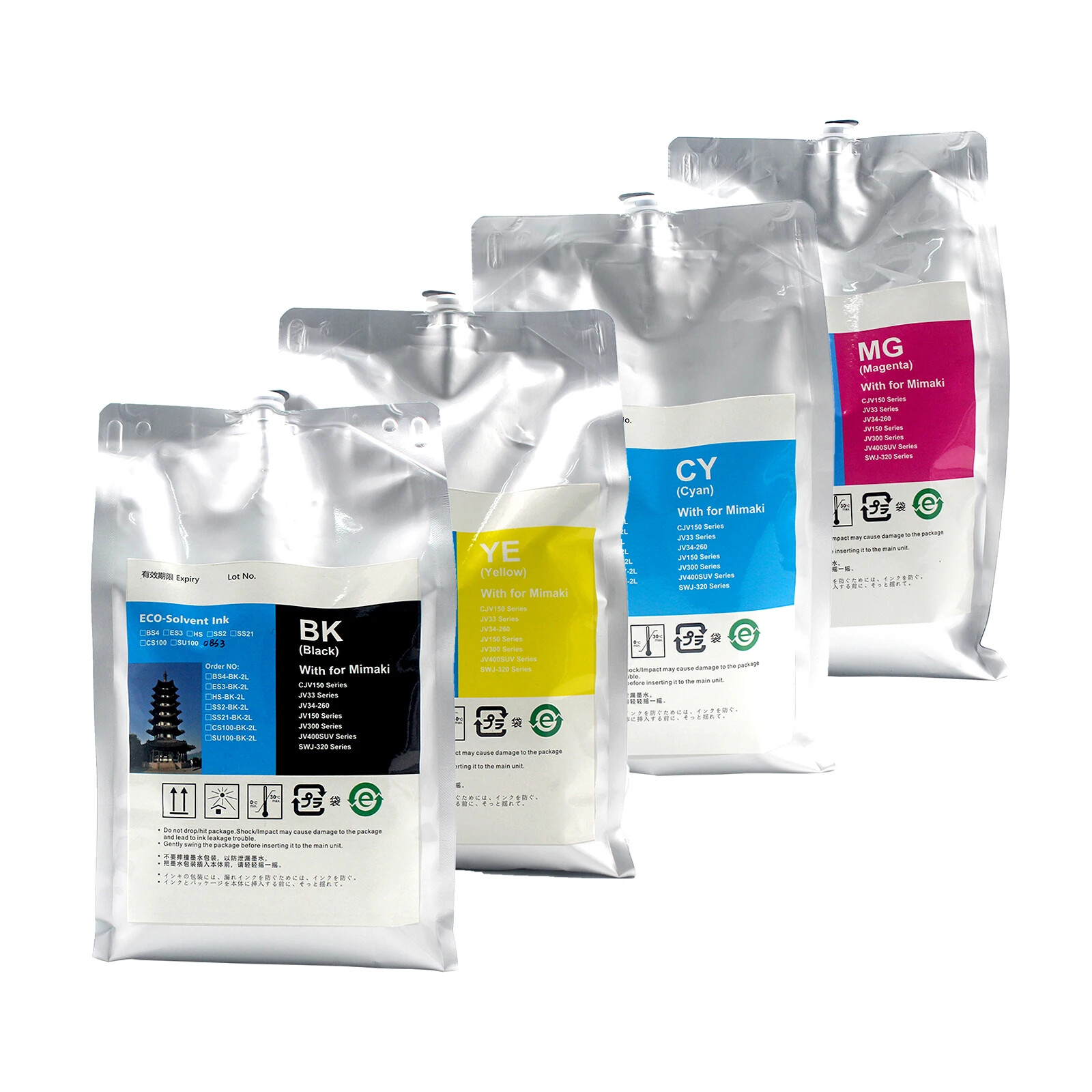 4x2lL BS3 BS4 ES3 SS21 Eco Solvent Ink Bag For Mimaki cjv150-75 Bulk Ink System 