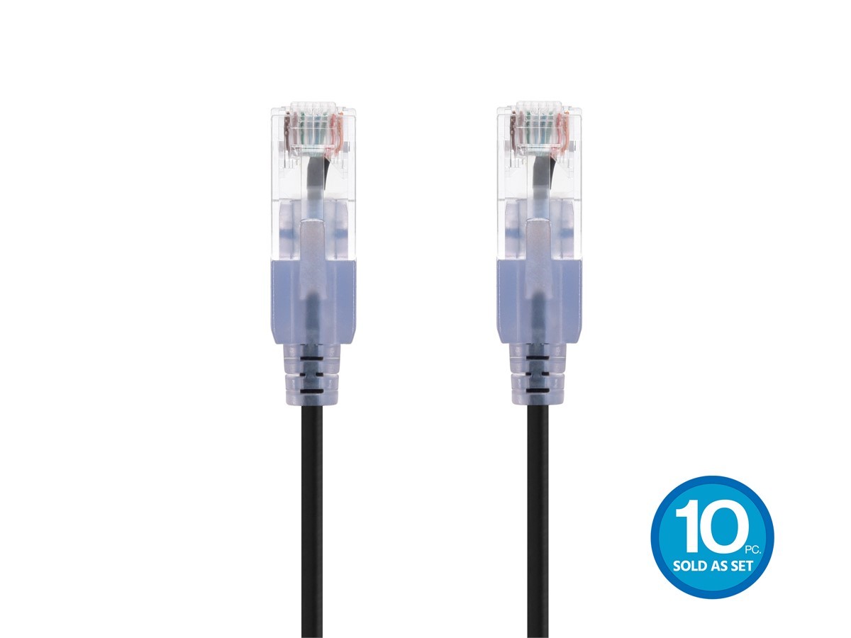 SlimRun Cat6A Ethernet Patch Cable Network RJ45 Stranded UTP 14ft Black 5pk