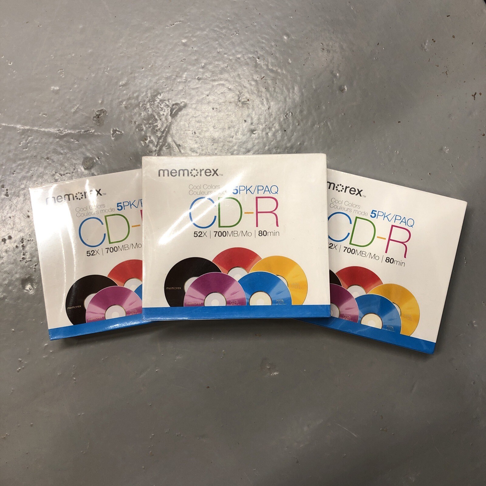 (3) NEW Memorex Cool Colors CD-R 52X 700MB 80 min 15 Total Discs S20