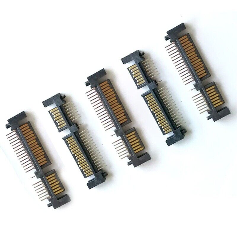 5Pcs Sata 7+15 Pin 22 Pin Straight Male Adapter Connector For Hard Drive HDD NEW