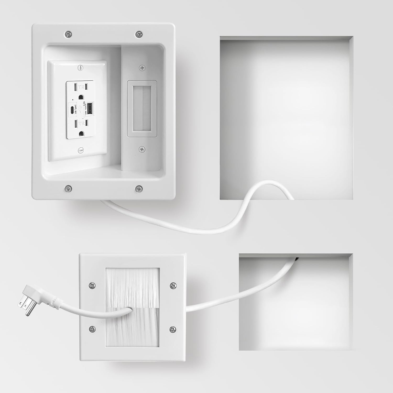In-Wall Cable Management Kit TV Cord Hider for Wall Dual USB A&C