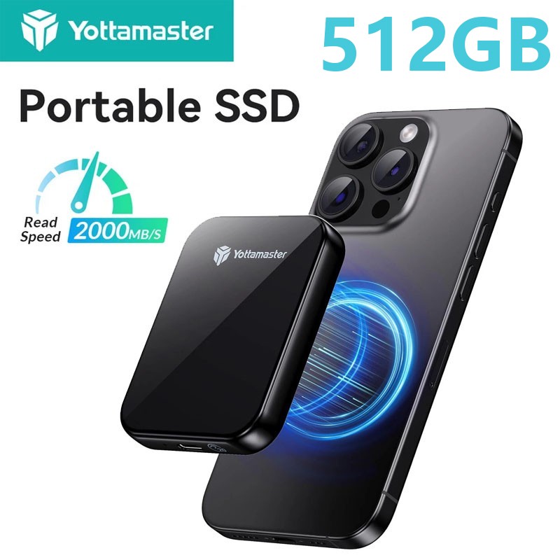 Yottamaster Portable 1TB 2TB Magnetic SSD Solid State Drive Fr iPhone 16 Pro Max