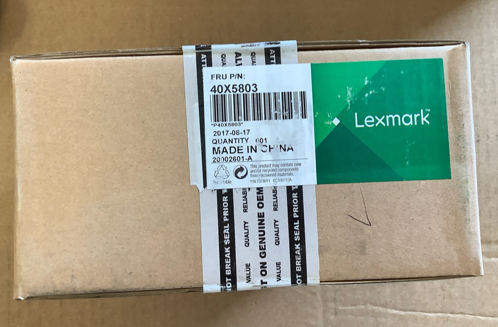 New Sealed Genuine OEM Lexmark 40X5803 Duplex Reference Edge