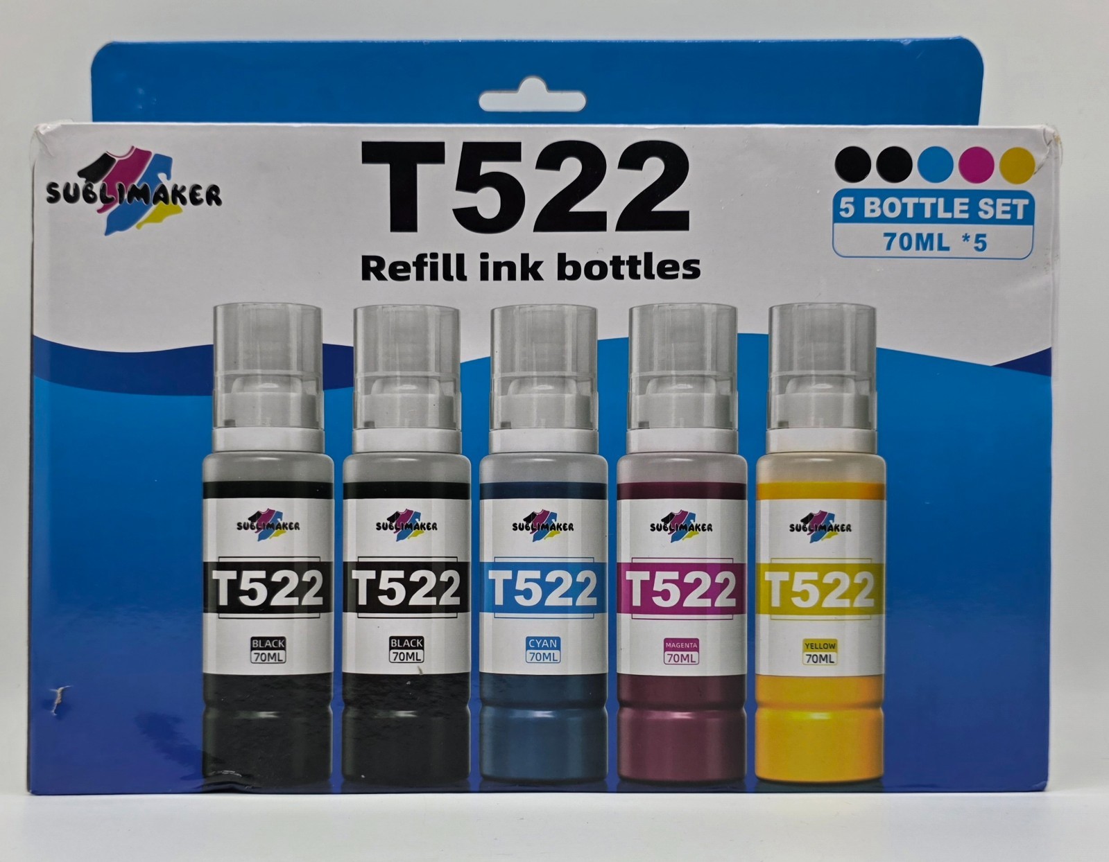 5 Bottle Set - SUBLIMAKER T522 Refill Ink Bottles - Epson Ecotank Compatible