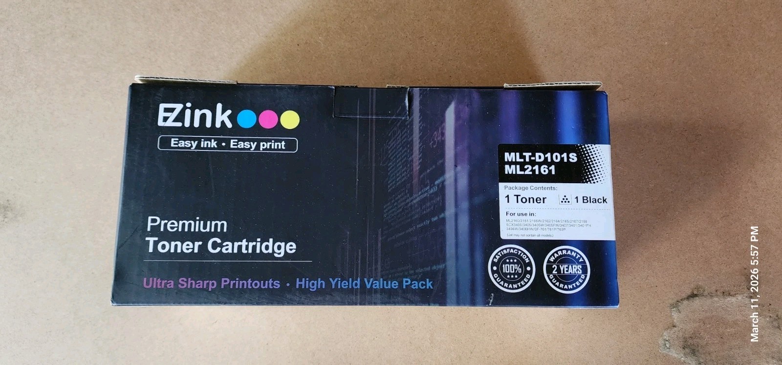EzInk Laser Toner Cartridge MLT-d101s ML2161 (2 Black Cartridges) for Samsung